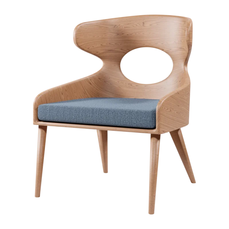 Wood armchair with pillow